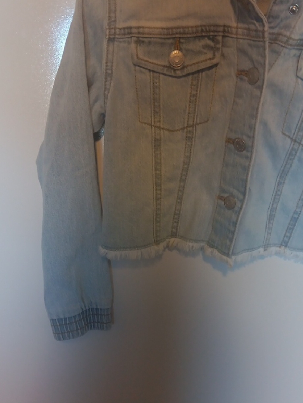 Cat & Jack Light Blue Cropped Denim Jacket with Hood Size 8 New - Picture 5 of 7